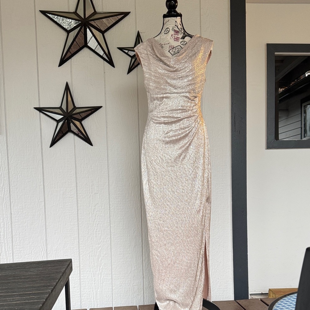 Connected Apparel Rose Gold Shimmer Evening Dress – Women's Size 10